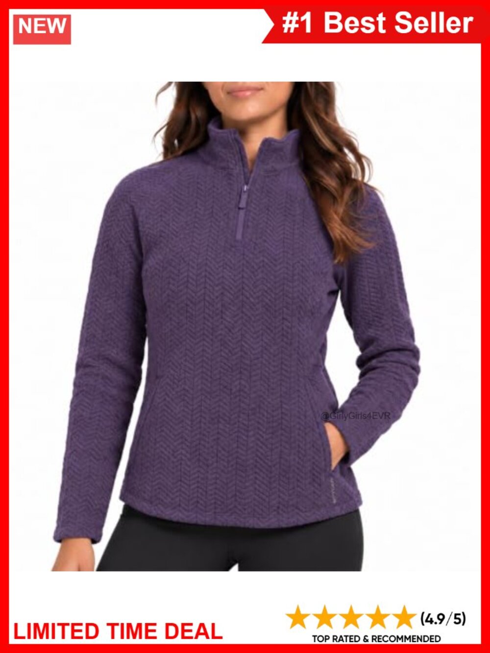 Jacquard Fleece Quarter Zip Pullover Mock Neck Long Sleeve Sweatshirt